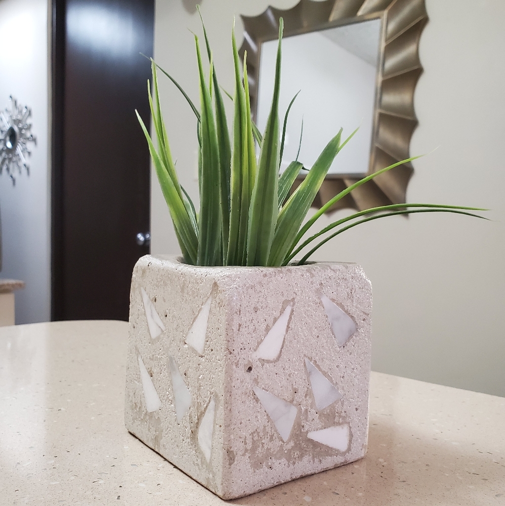 Mosaic Cube Concrete Vase